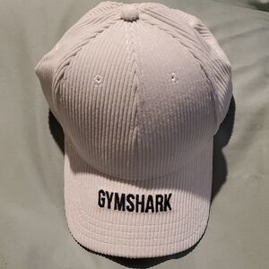 Gymshark White Corduroy Baseball Cap with Black Logo